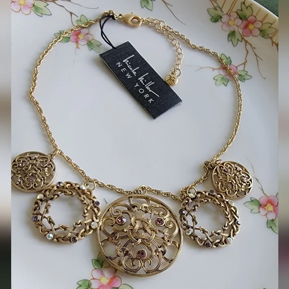 NICOLE MILLER Goldtone Jeweled Choker. NWT* - Picture 1 of 5